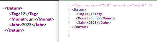 Screenshot, Datei als Elementbaum sichtbar